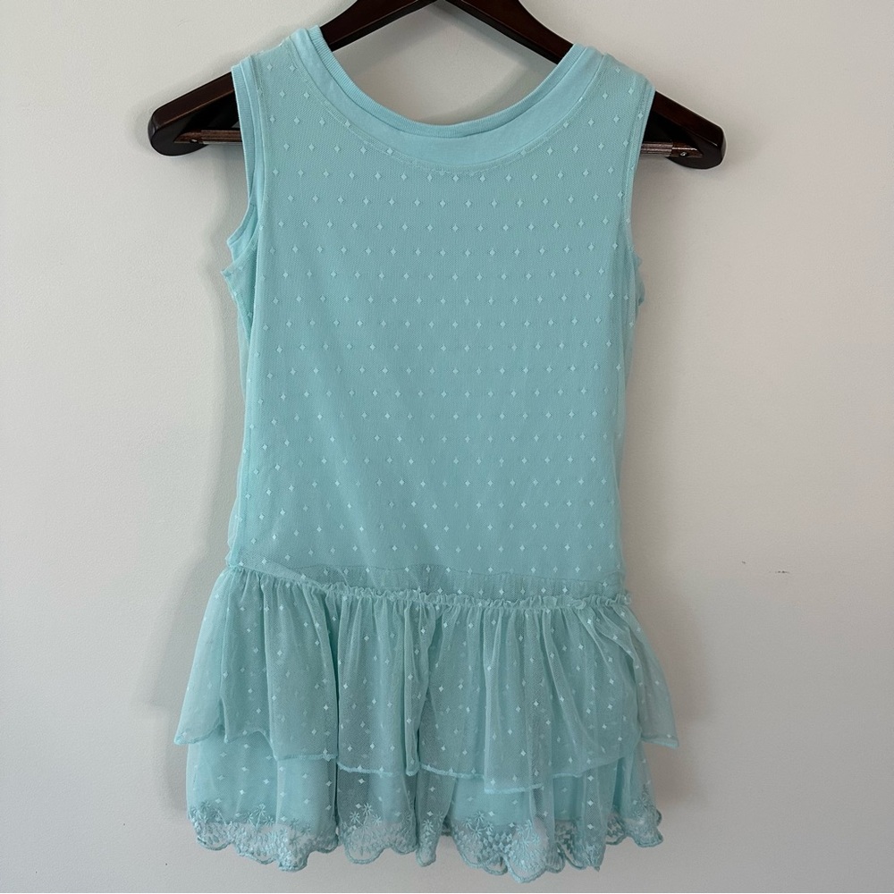 American Girl Truly Me Spring Breeze Dress Girls Size 10 Aqua Mesh Ruffle - Picture 6 of 14